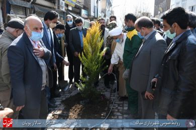 درختکاری پیاده راه خیابان امام خمینی ره در هفته منابع طبیعی