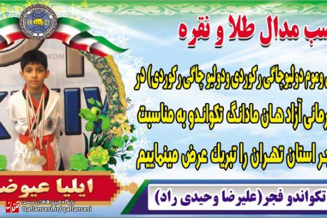 کسب مدال طلا و نقره در مسابقات آزاد هان مادانگ تکواندو تهران توسط ایلیا عیوضلو