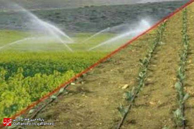 اجرای آبیاری بارانی و قطره ای در 2 هزار و 618 هکتار از پایاب سد آیدوغموش میانه