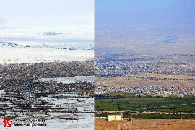 نمای بهاری و زمستانی شهر میانه