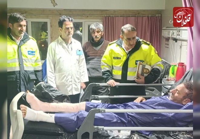 عیادت رئیس پلیس‌راه میانه–زنجان از مصدومان حادثه واژگونی اتوبوس در محور سرچم–اردبیل